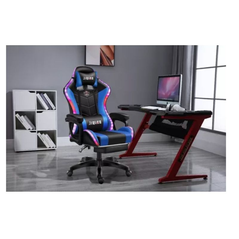 GENERICO - Silla Gamer Led Rgb Parlante Bluetooth Repoza Pies