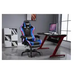 GENERICO - Silla Gamer Led Rgb Parlante Bluetooth Repoza Pies