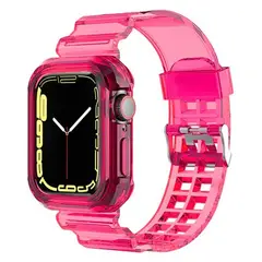 GENERICO - Correa Transparente Funda Para Apple Watch 42 / 44 / 45mm - Rosa Osc