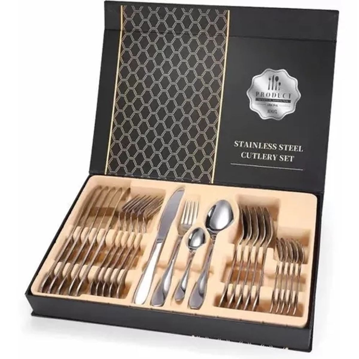 GENERICO - Juego De Cubiertos Acero Inoxidable 24 Piezas Color Plateado