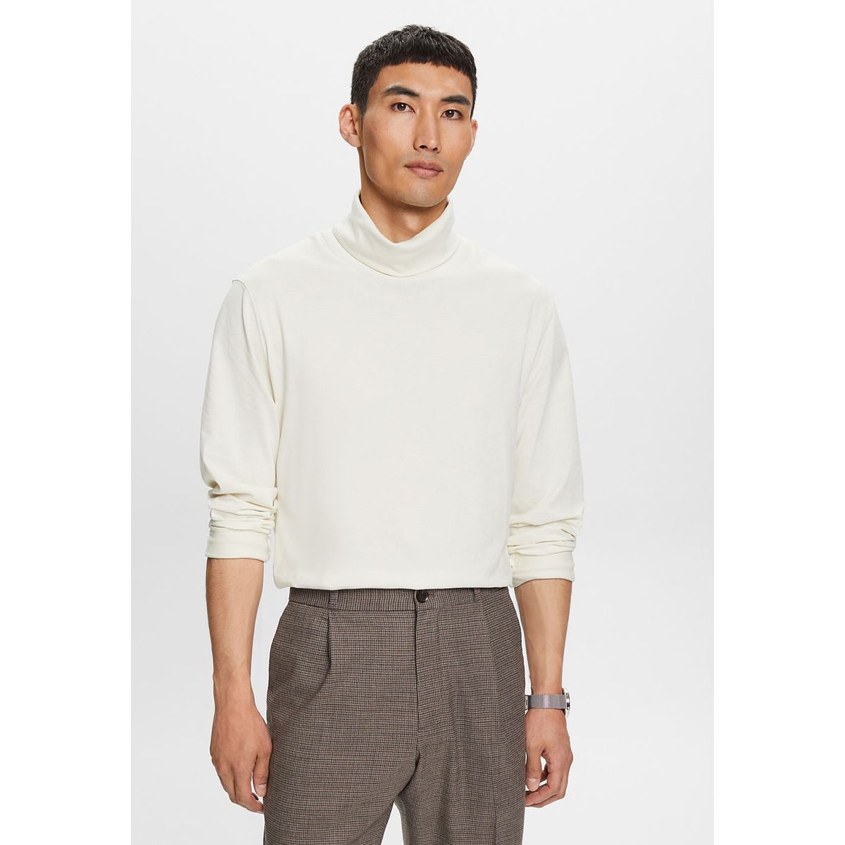 ESPRIT - Polera manga larga con cuello alto plegado Hombre Esprit ESPRIT