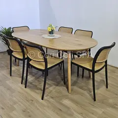 CORI CORI - Comedor Mesa Expandible (100-140-180CMS) + 6 Sillas Delta Negro