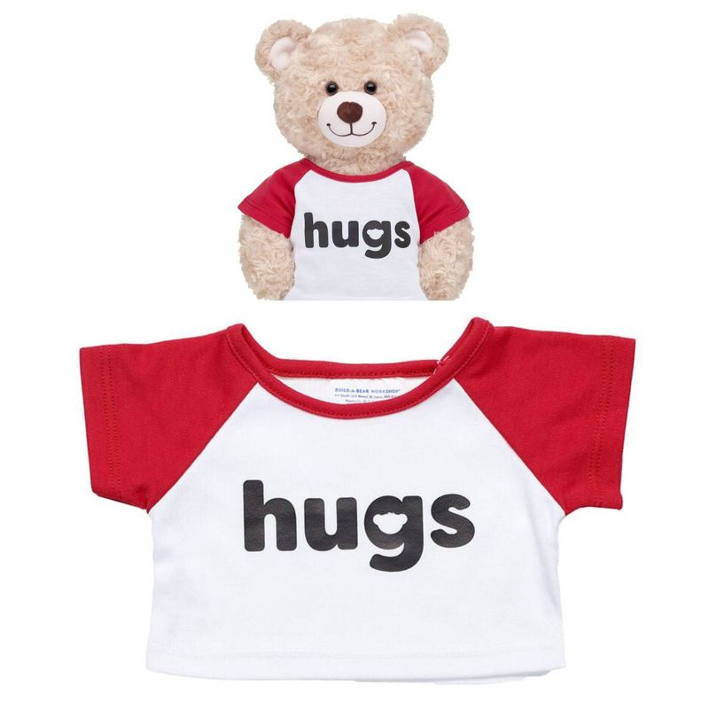 BUILD A BEAR - Polera Blanco Con Rojo Hugs Build-A-Bear