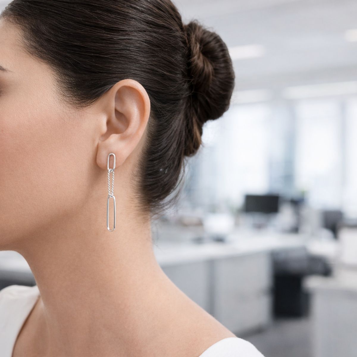 JOYAS MYTOKE - Aros Largos Mujer de Cadena Plata Italiana 925 Rodinada