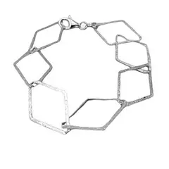 JOYAS MYTOKE - Pulsera Mujer Rombos Facetados Plata Fina 925 Femenina