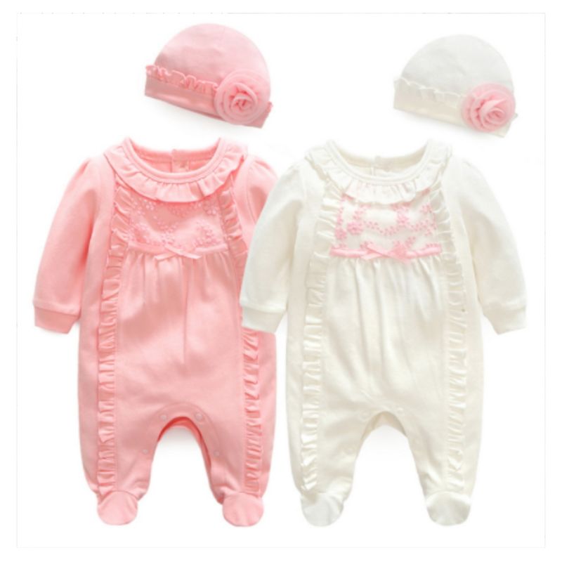GENERICO - ENTERITO BEBÉ NIÑA ALGODÓN CON GORRO PEQUEÑA LUZ