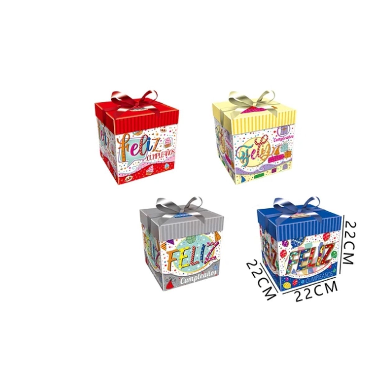 GENERICO - Caja De regalo Feliz Cumpleaños Con Cinta  22x22x22 Cm