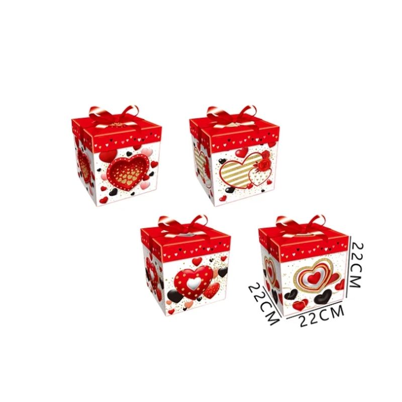 GENERICO - Caja Regalo Roja Con Blanco Corazon 22x22x22 Cm