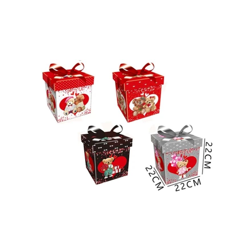 GENERICO - Caja De Regalo Con Osito Y Lazo 22x22x22 Cm