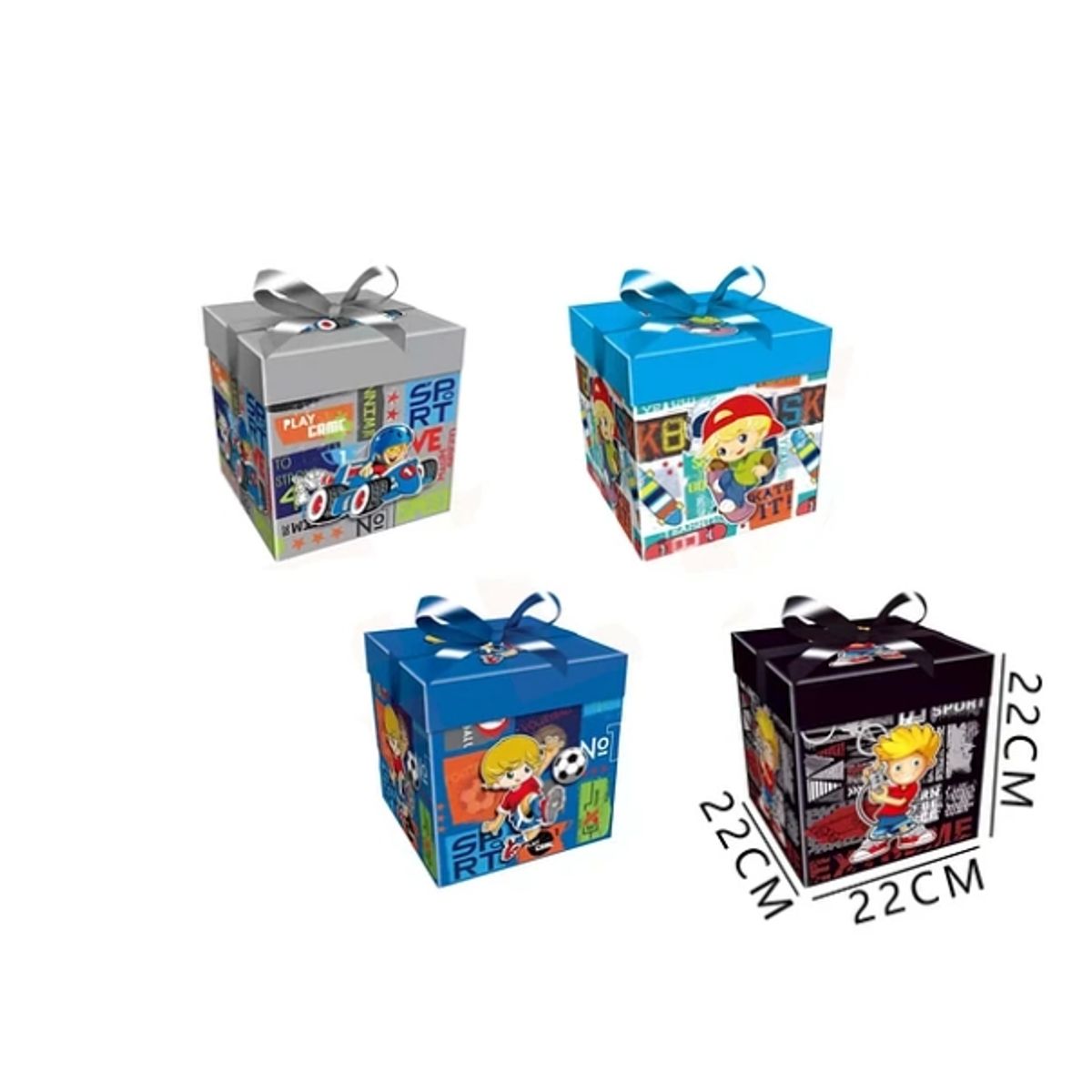 GENERICO - Caja De Regalo Niños Con Lazo 22x22x22 Cm