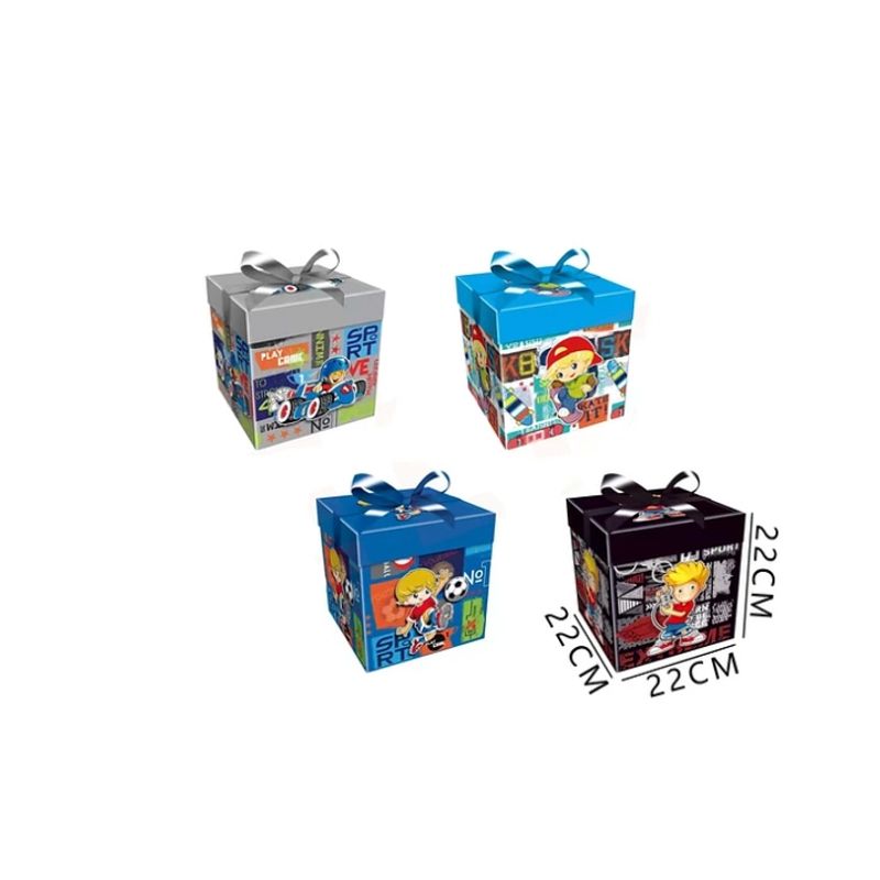 GENERICO - Caja De Regalo Niños Con Lazo 22x22x22 Cm