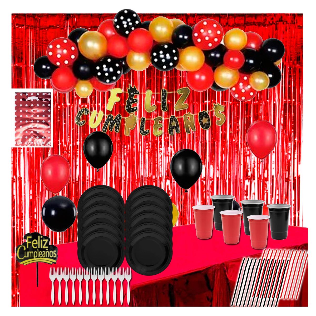 GENERICO - Set Cumpleaños Infantil Personajes Cotillón Fiesta 12 Pers.