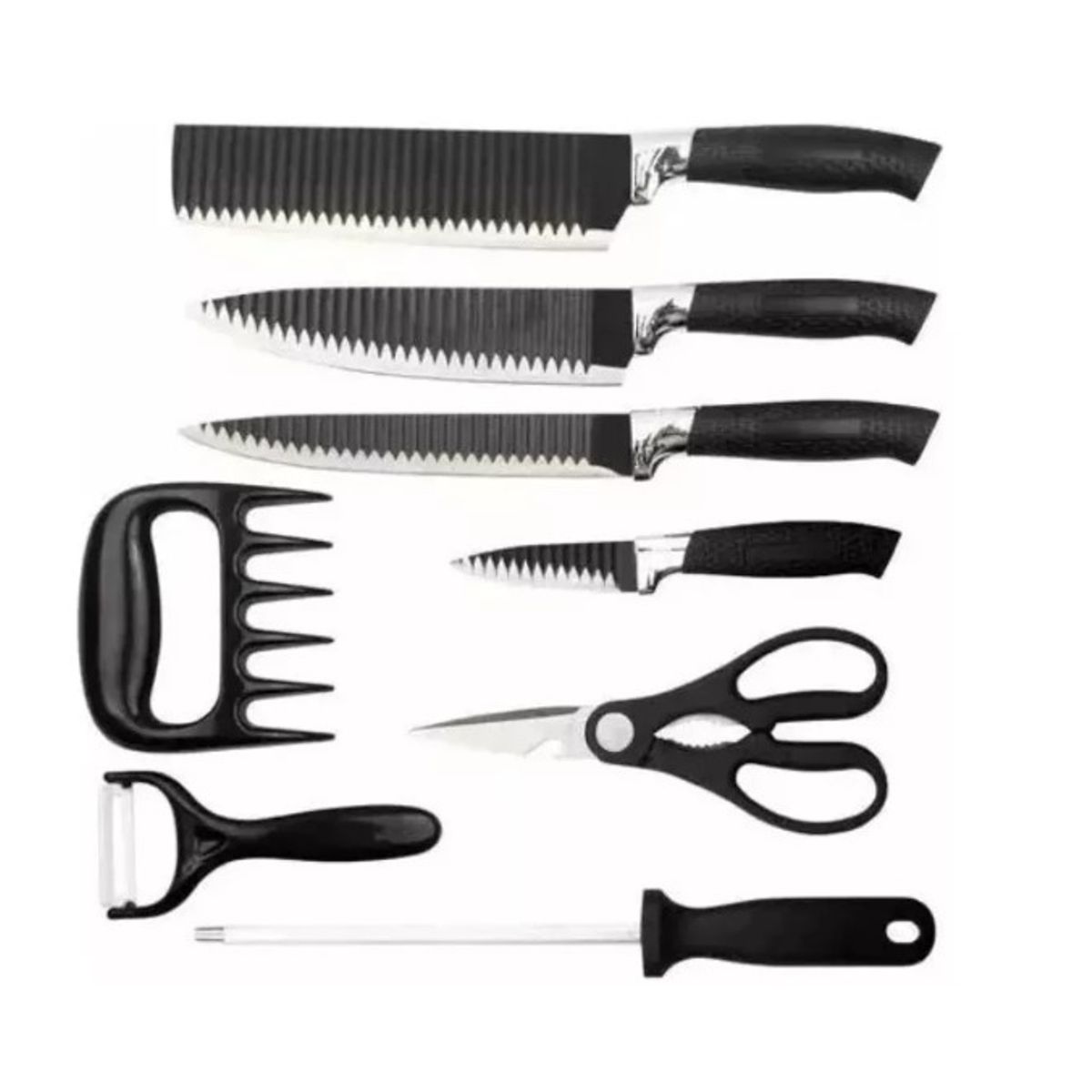 GENERICO - Set De 8 Cuchillos Juego Cuchillos Cocina + Tijera + Pelador