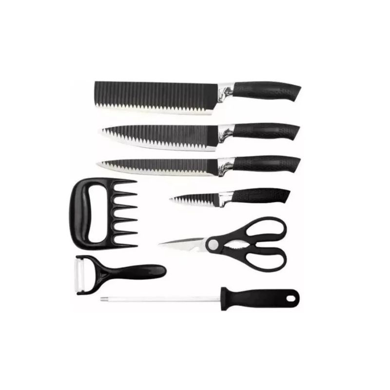 GENERICO - Set De 8 Cuchillos Juego Cuchillos Cocina + Tijera + Pelador