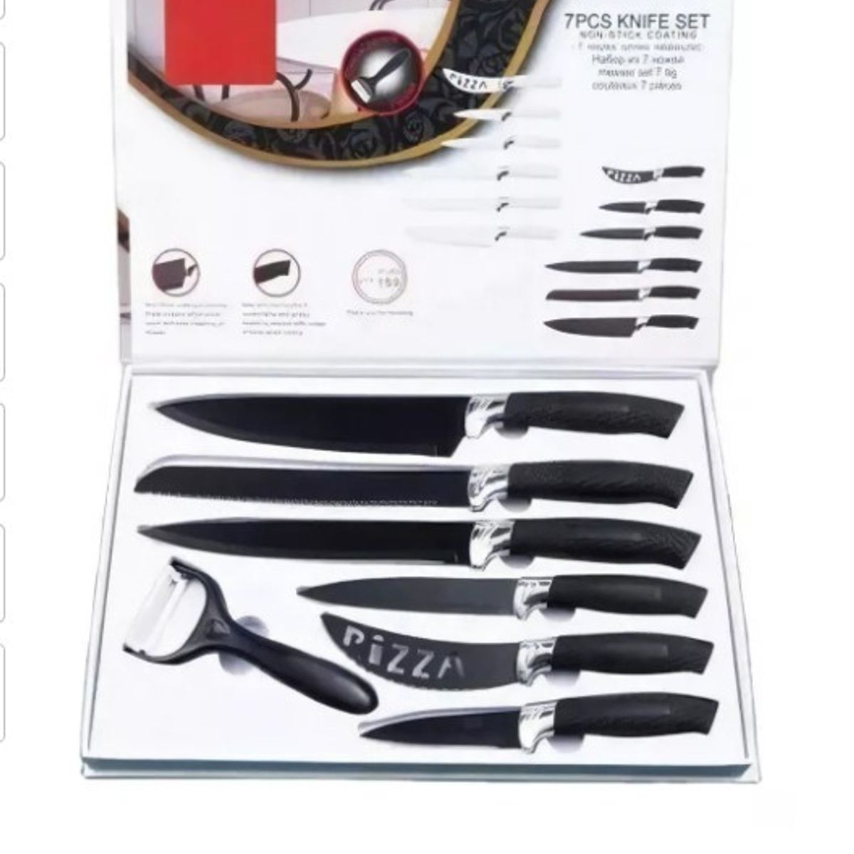 GENERICO - Set Cuchillos De Cocina Acero Inoxidable Antibacterial 7pcs