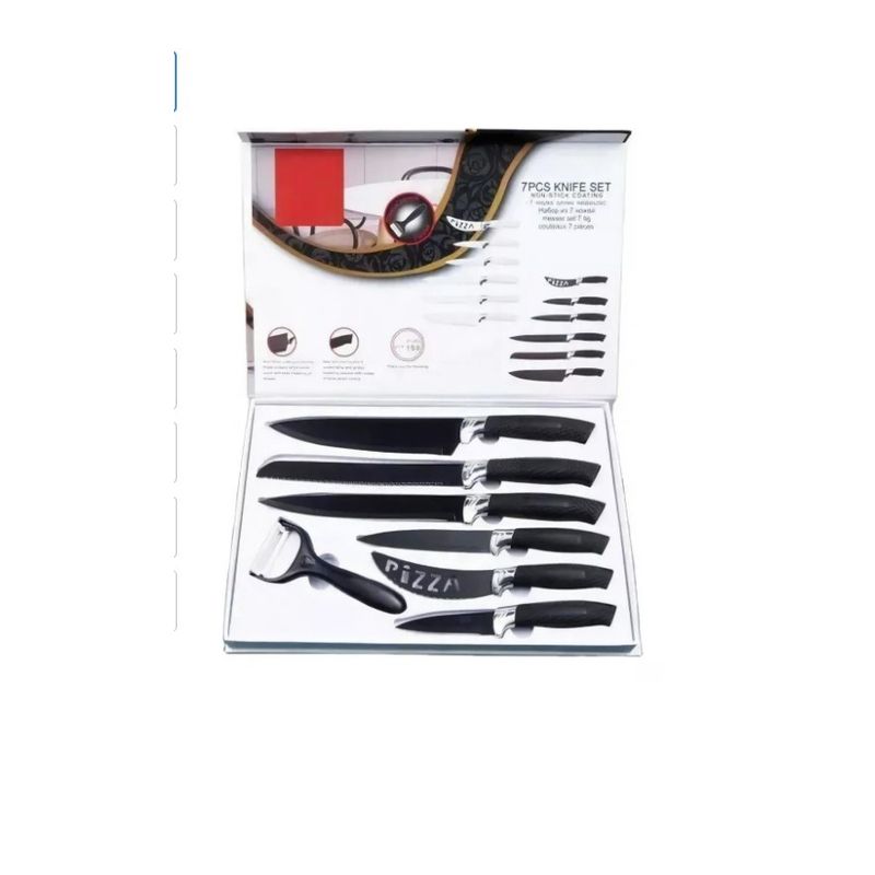 GENERICO - Set Cuchillos De Cocina Acero Inoxidable Antibacterial 7pcs