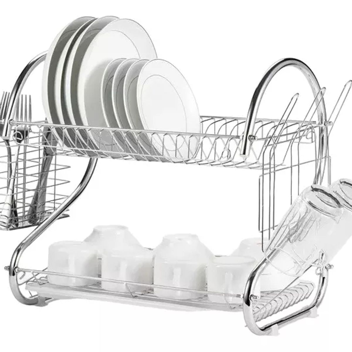 GENERICO - Secador Escurridor Platos Vajilla 2 Niveles Acero Inoxidable