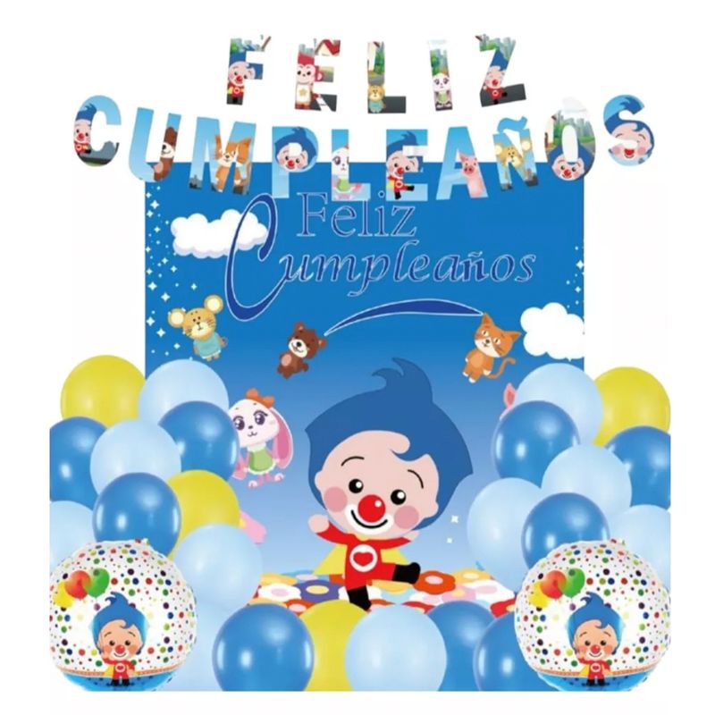 GENERICO - Set De Cumpleaños Infantil Plim plim Cotillón Fiesta 12Pers