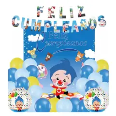 GENERICO - Set De Cumpleaños Infantil Plim plim Cotillón Fiesta 12Pers