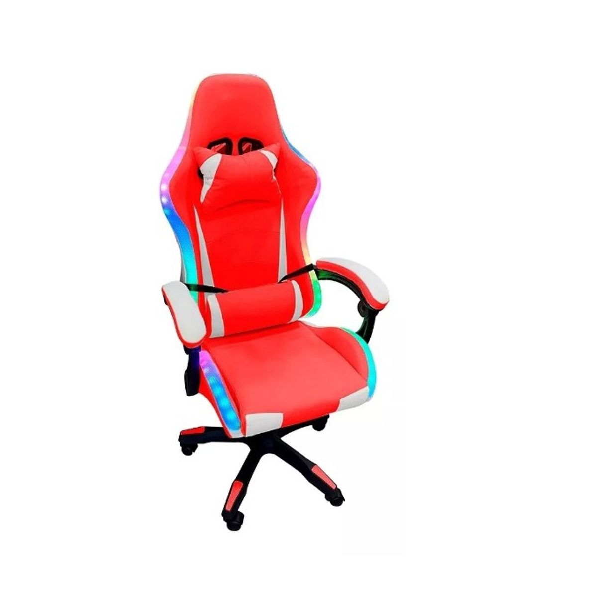 GENERICO - Silla Gamer Con Luces Led Giratoria Rojo