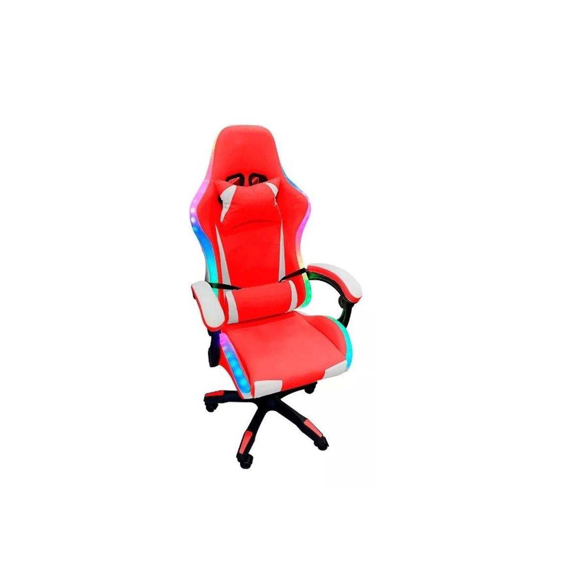GENERICO - Silla Gamer Con Luces Led Giratoria Rojo
