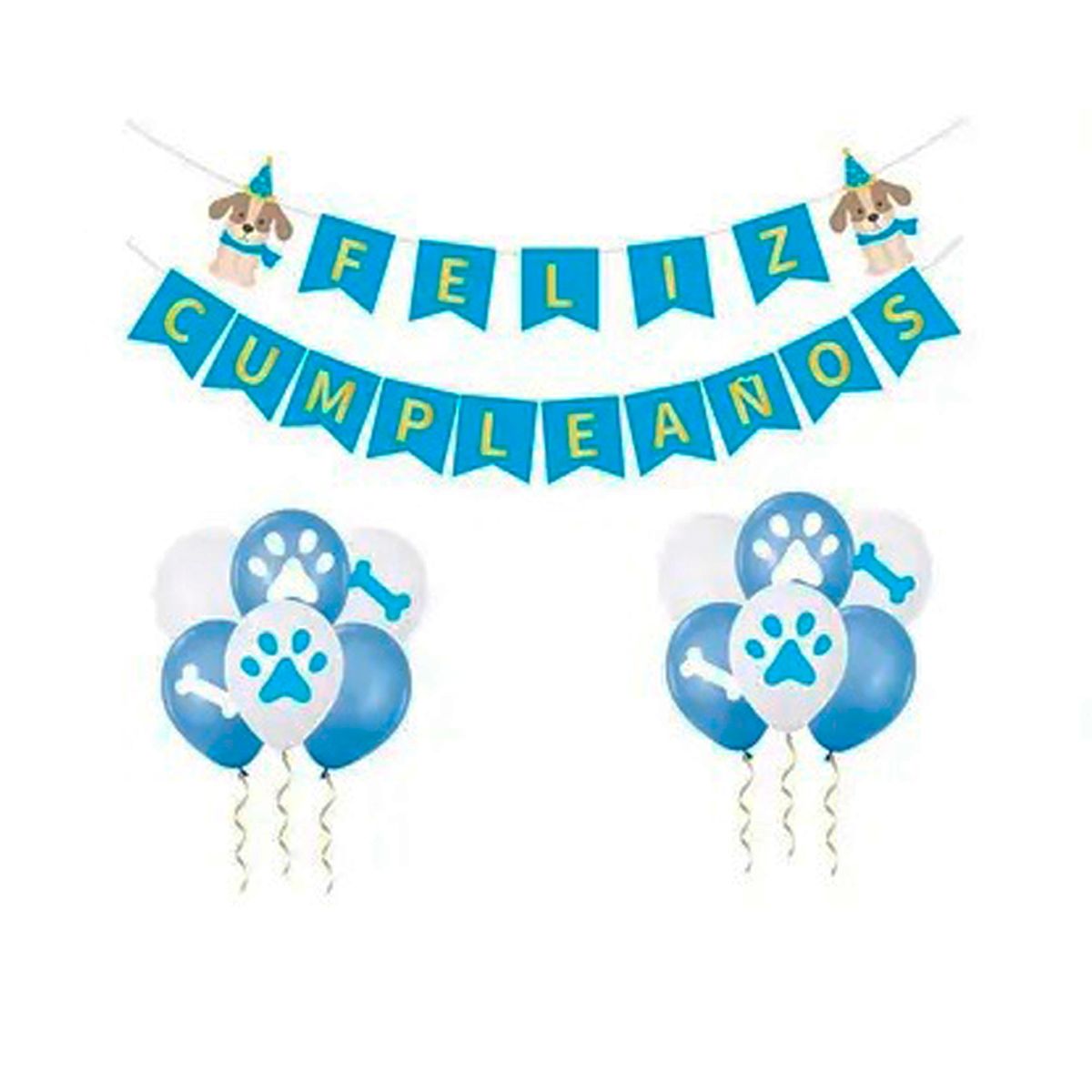 GENERICO - Set De Cumpleaños Fiesta Temática Para Perros Celeste