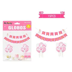 GENERICO - Set De Cumpleaños Fiesta Temática Para Perritas Rosado