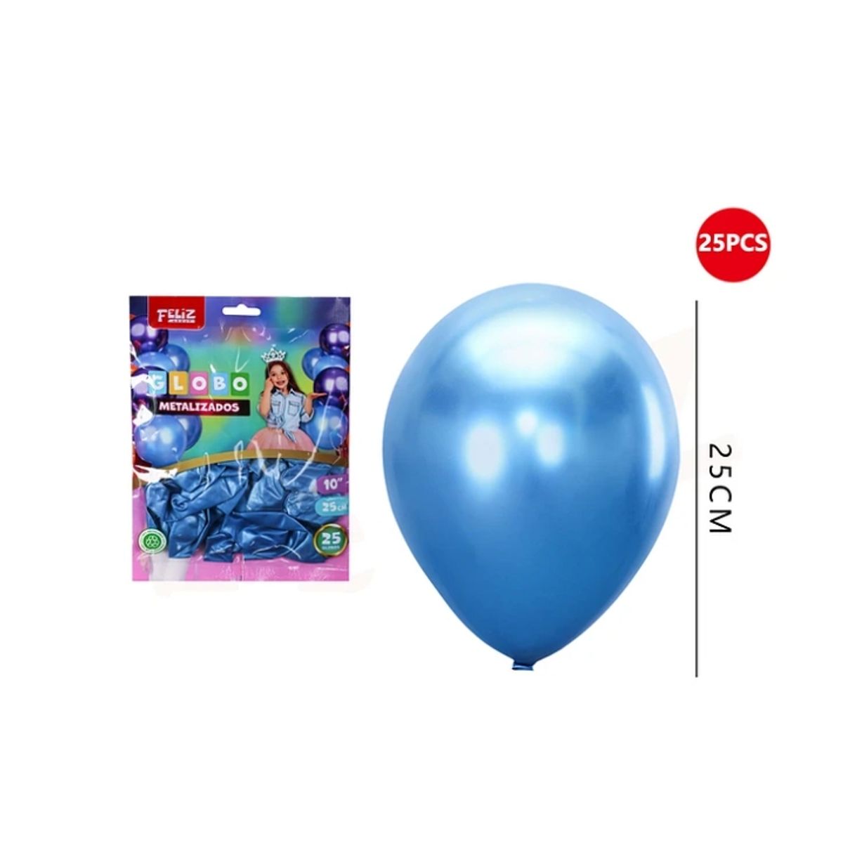GENERICO - Globo Azul Metalizado 25 Cm 25 Pcs