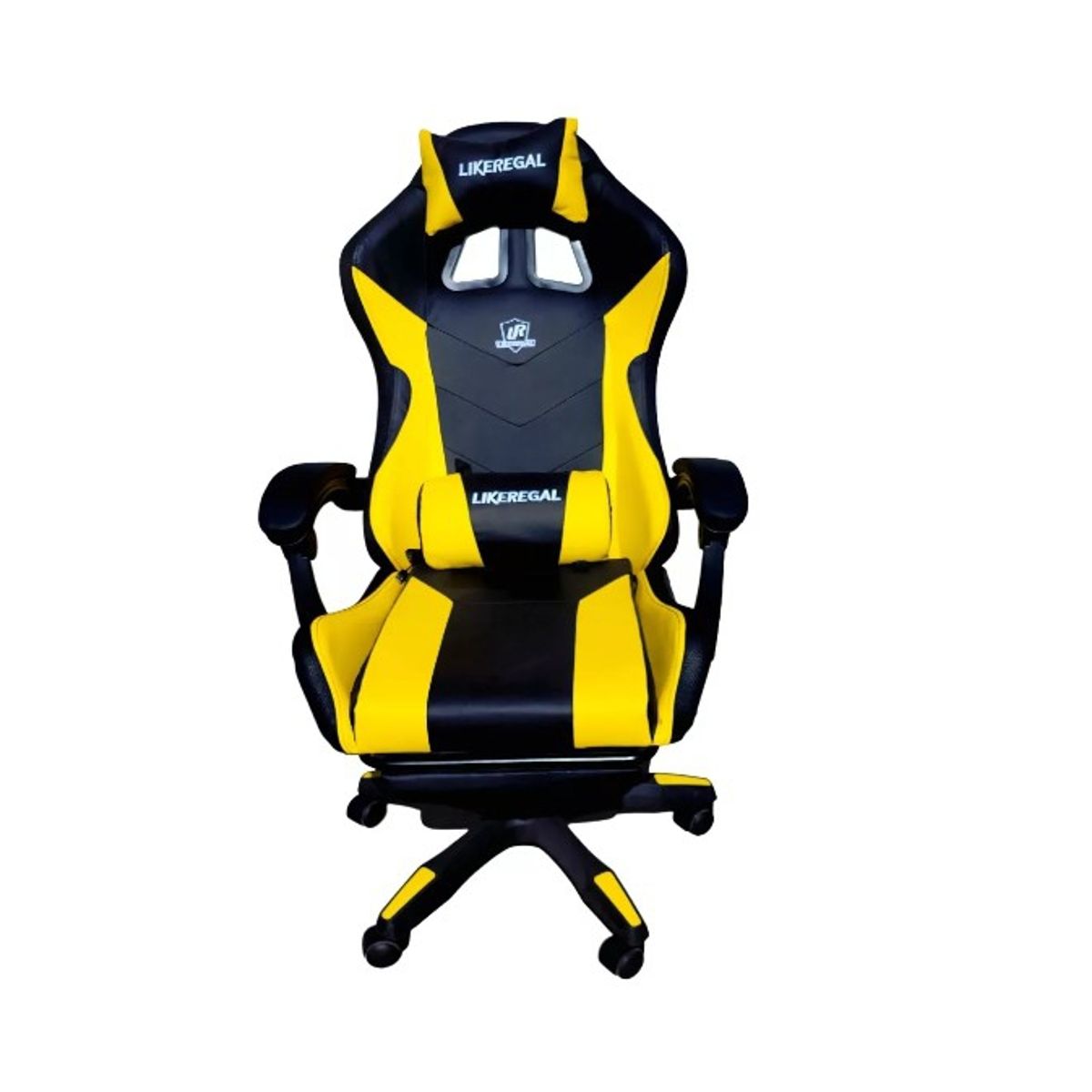 GENERICO - Silla Gamer Luz Rgb Parlante  Reposapiés Masajeador Lumbar Amarilla