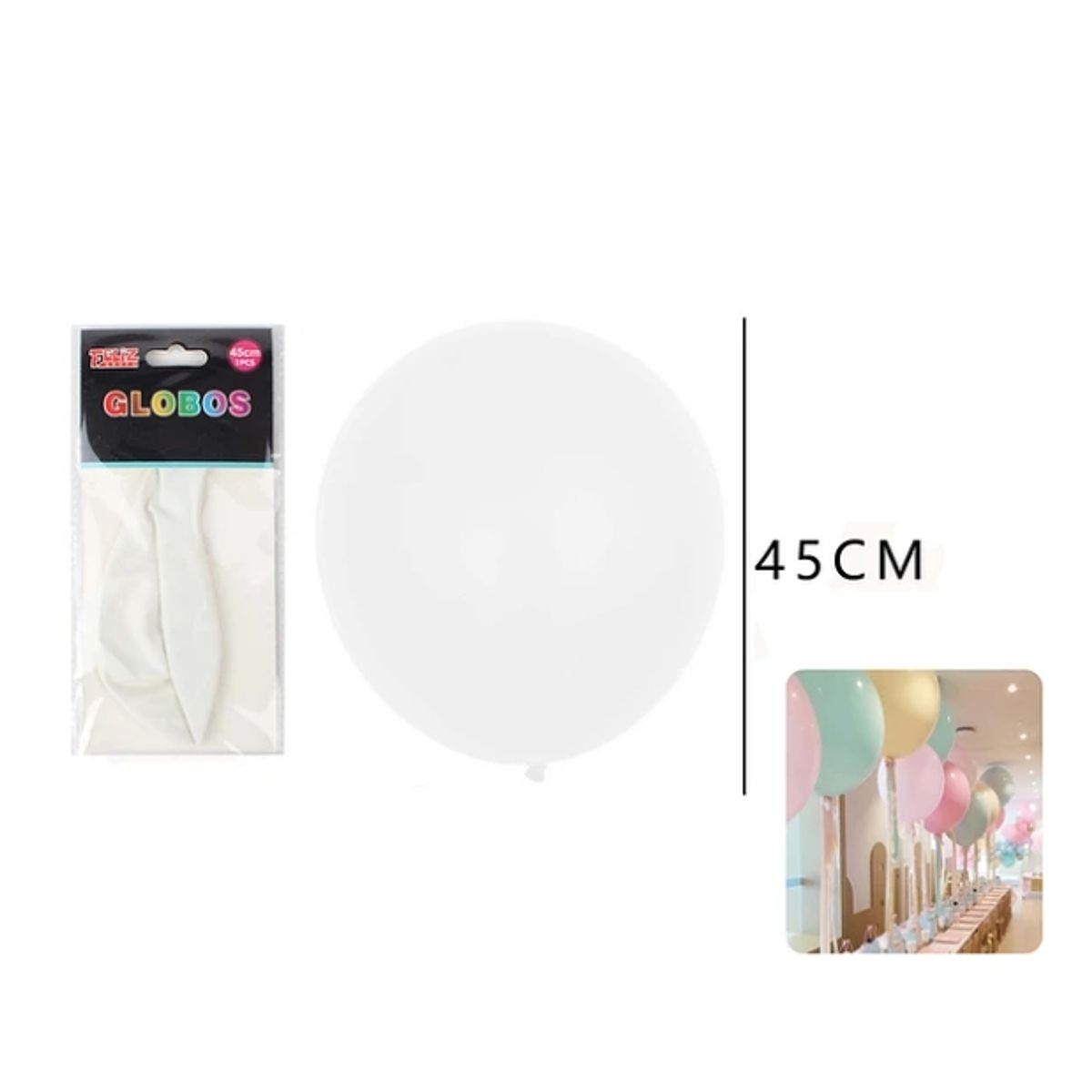 GENERICO - Globo Blanco 45 Cm Globo