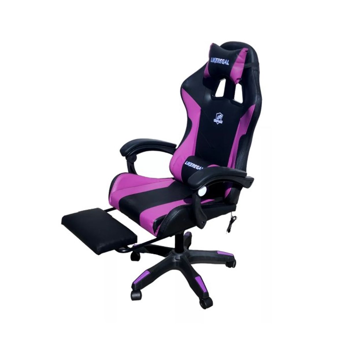 Silla Gamer Luz Rgb Parlante  Reposapiés Masajeador Lumbar Morado, marca GENERICO - Foto 2