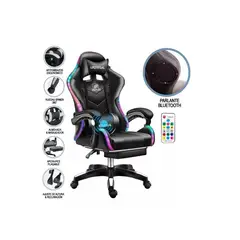 GENERICO - Silla Gamer Luz Rgb Parlante Reposapiés Masajeador Lumbar Verde
