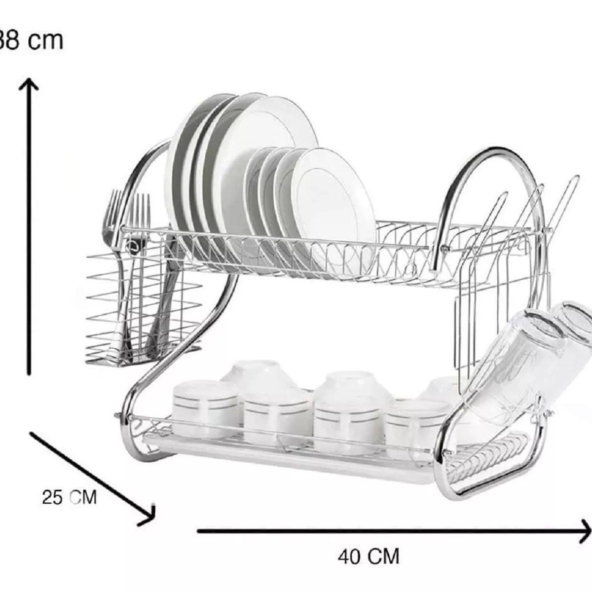 GENERICO - Secaplatos 2 Niveles Secador De Loza Secador Escurridor Loza