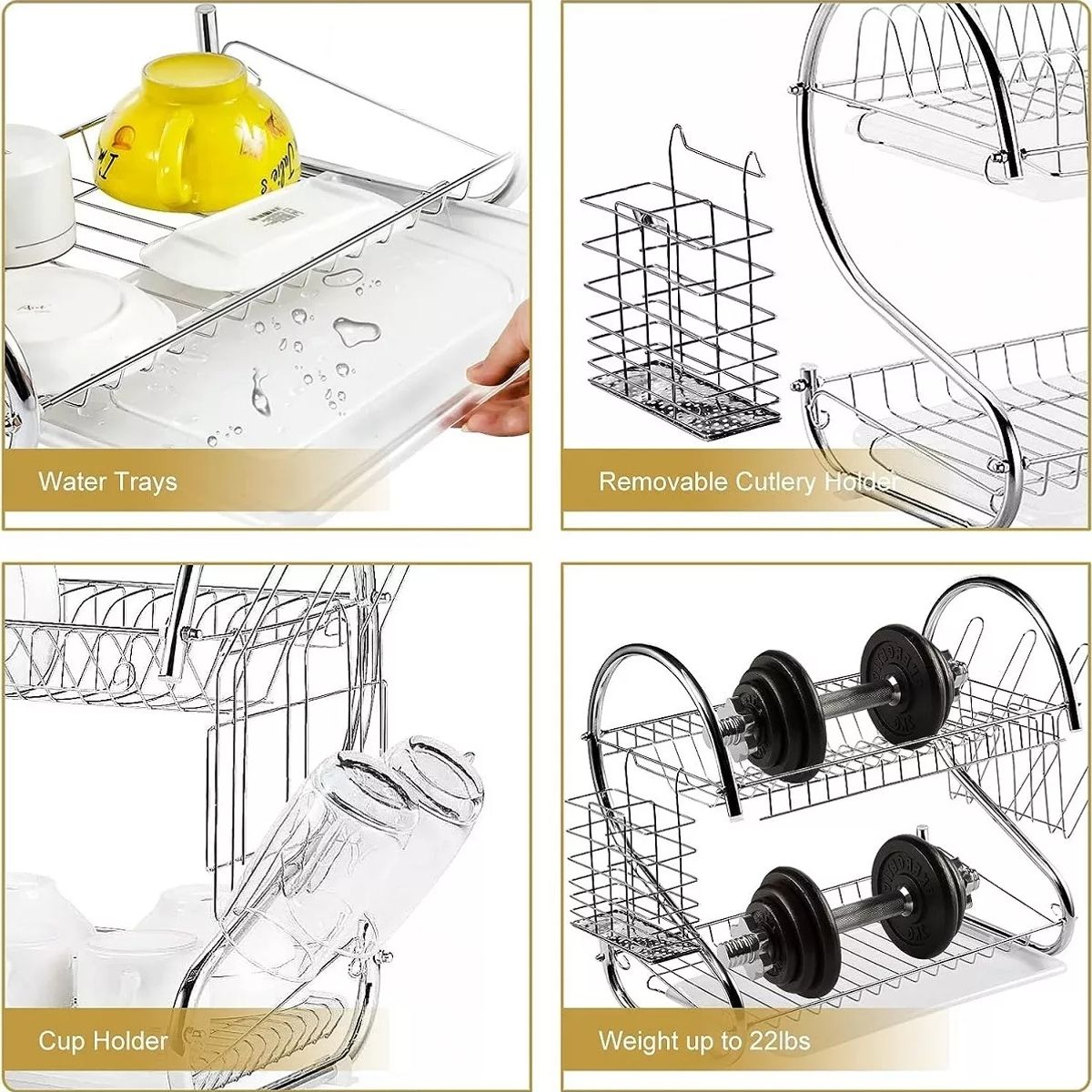 GENERICO - Secaplatos 2 Niveles Secador De Loza Secador Escurridor Loza