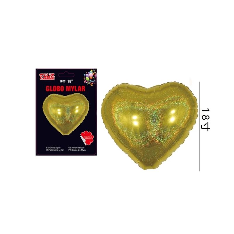 GENERICO - Globo Corazón Dorado 18 Cm