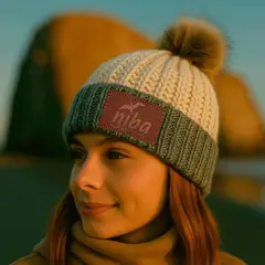 NIBA - Gorro lana Enladrillado Celeste Blanco