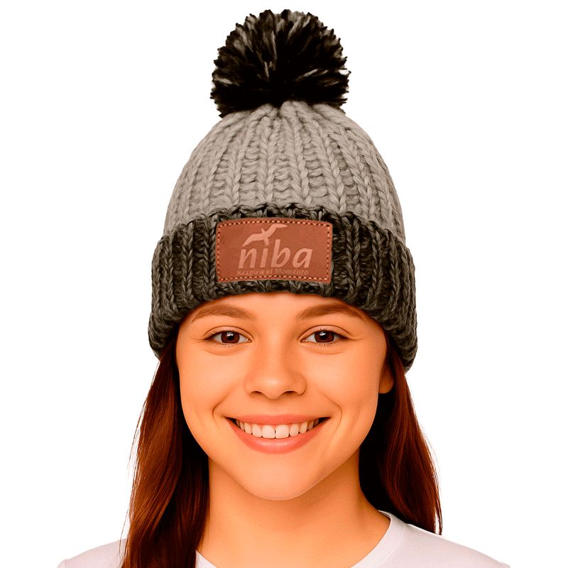 NIBA - Gorro lana Enladrillado Negro Gris Niba