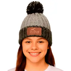 NIBA - Gorro lana Enladrillado Negro Gris