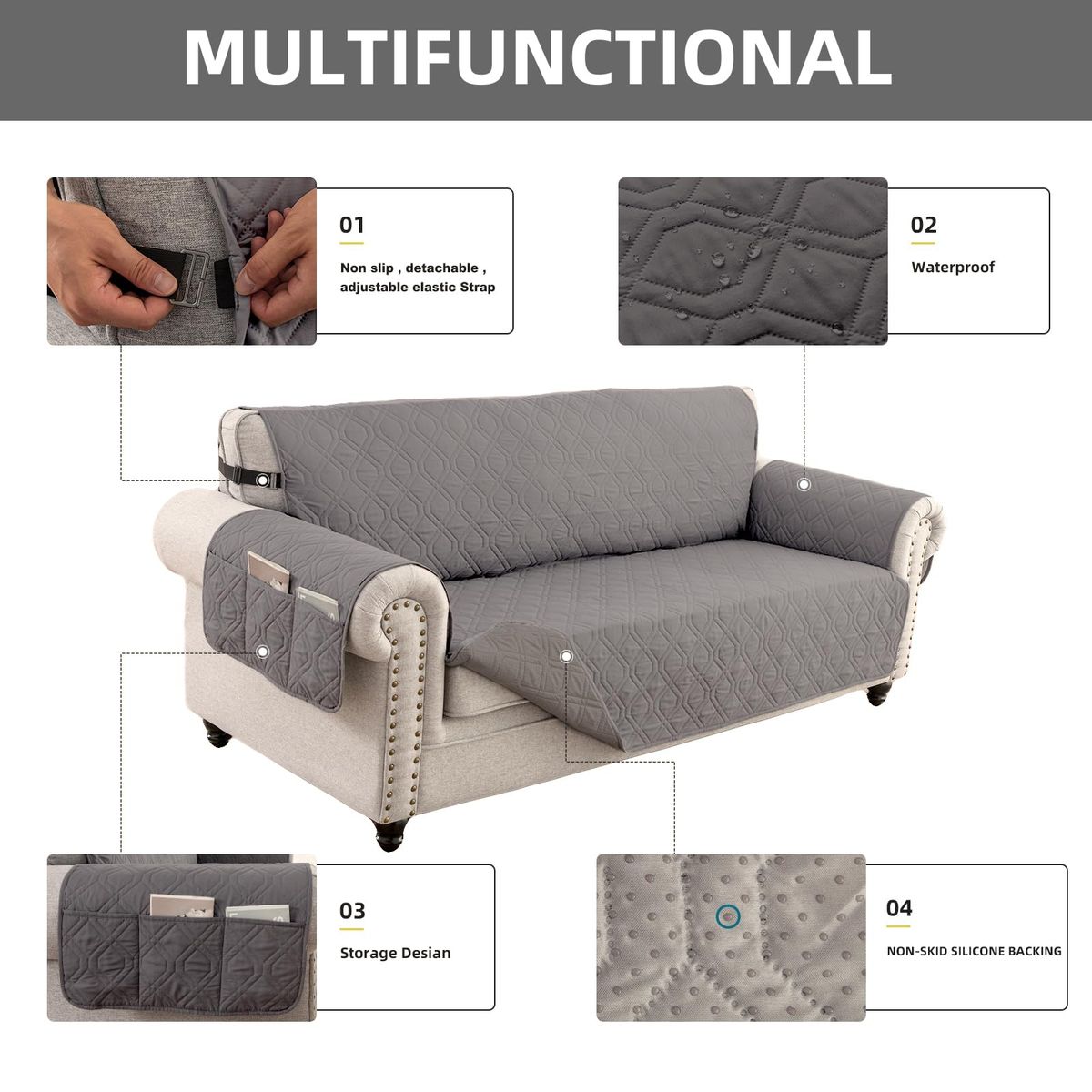 EVERSO - Fundas,cubre Sofa Sillon 3 Plazas Para Mascotas Reversible