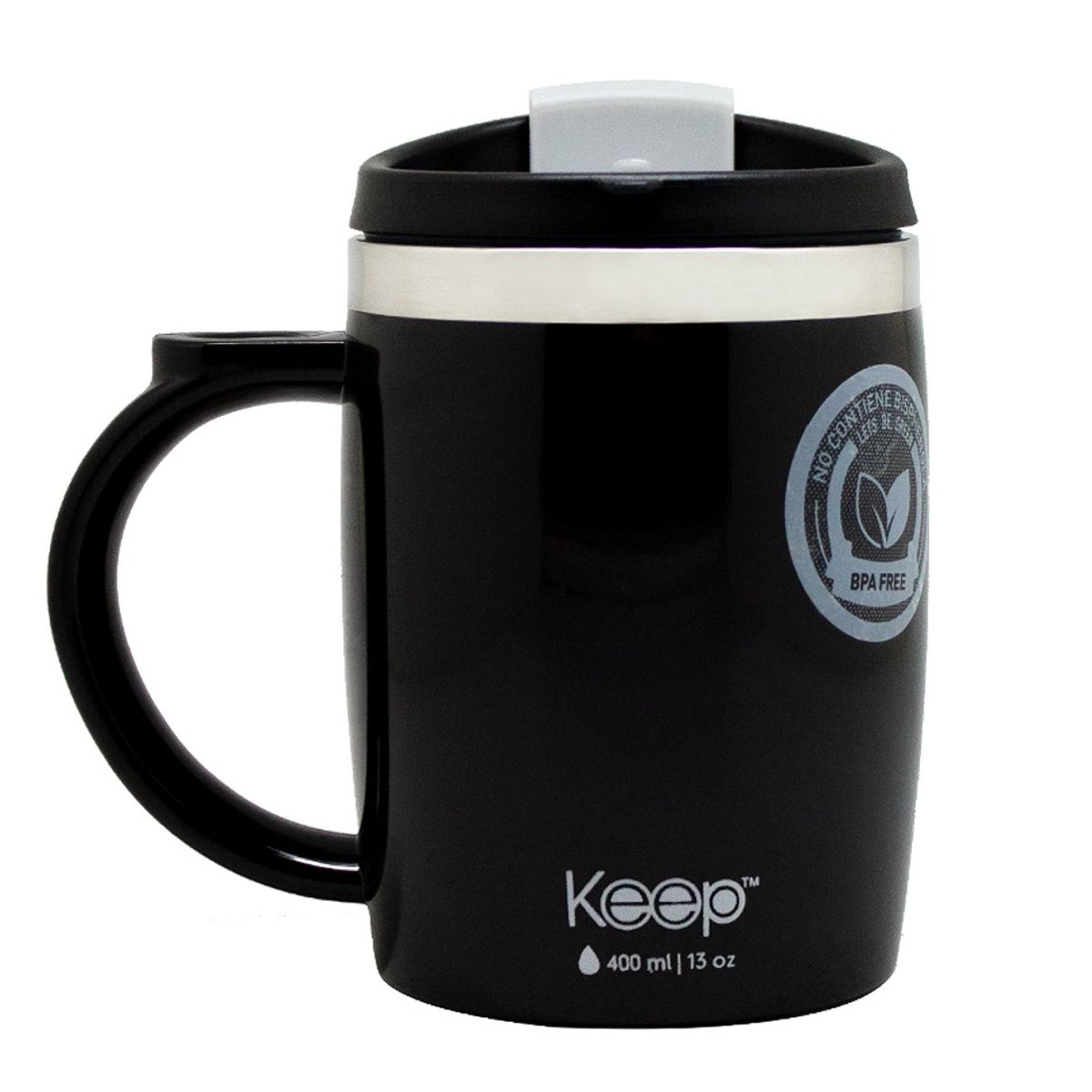 GENERICO - Mug Termico Keep Taza Café Té Desayuno Termo 400ml Negro