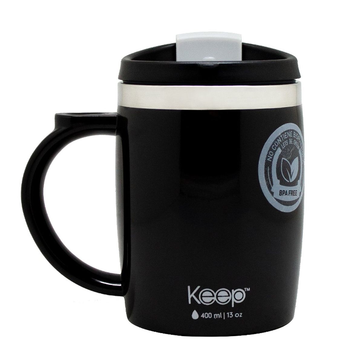 GENERICO - Mug Termico Keep Taza Café Té Desayuno Termo 400ml Negro