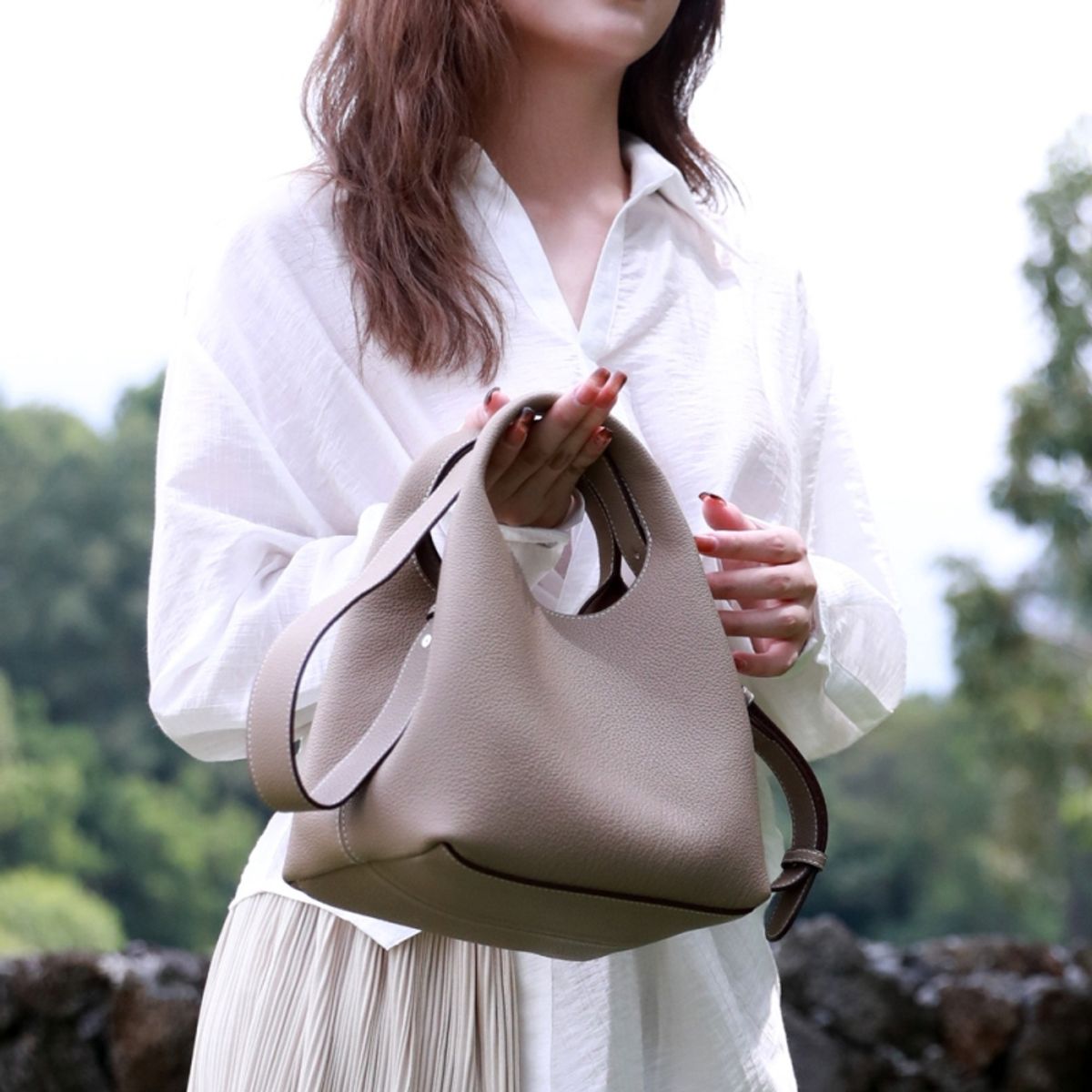 PUREPOWER - Bolso tipo bombonera de piel color block