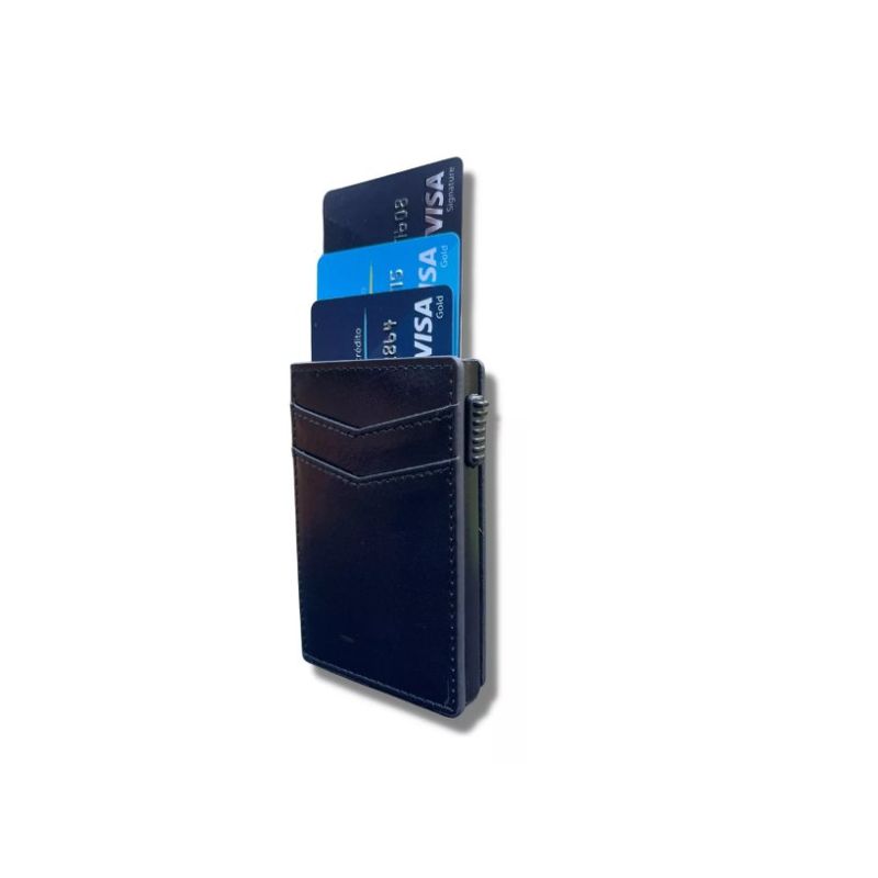 GENERICO - Billetera Tarjetero Cuero Pu Negro Antirobo Rfid