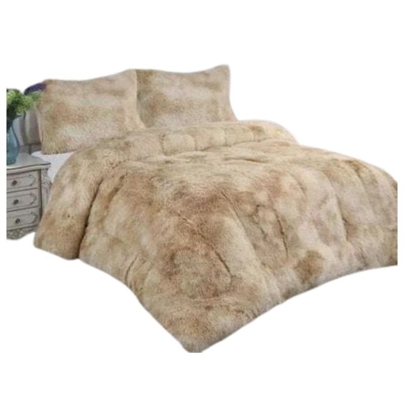 GENERICO - COBERTOR BEIGE JASPEAD PELUDO PLUMON INVIERNO CON CHIPORRO 2 PLAZA  TF