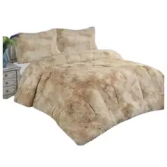 GENERICO - COBERTOR BEIGE JASPEAD PELUDO PLUMON INVIERNO CON CHIPORRO 2 PLAZA TF