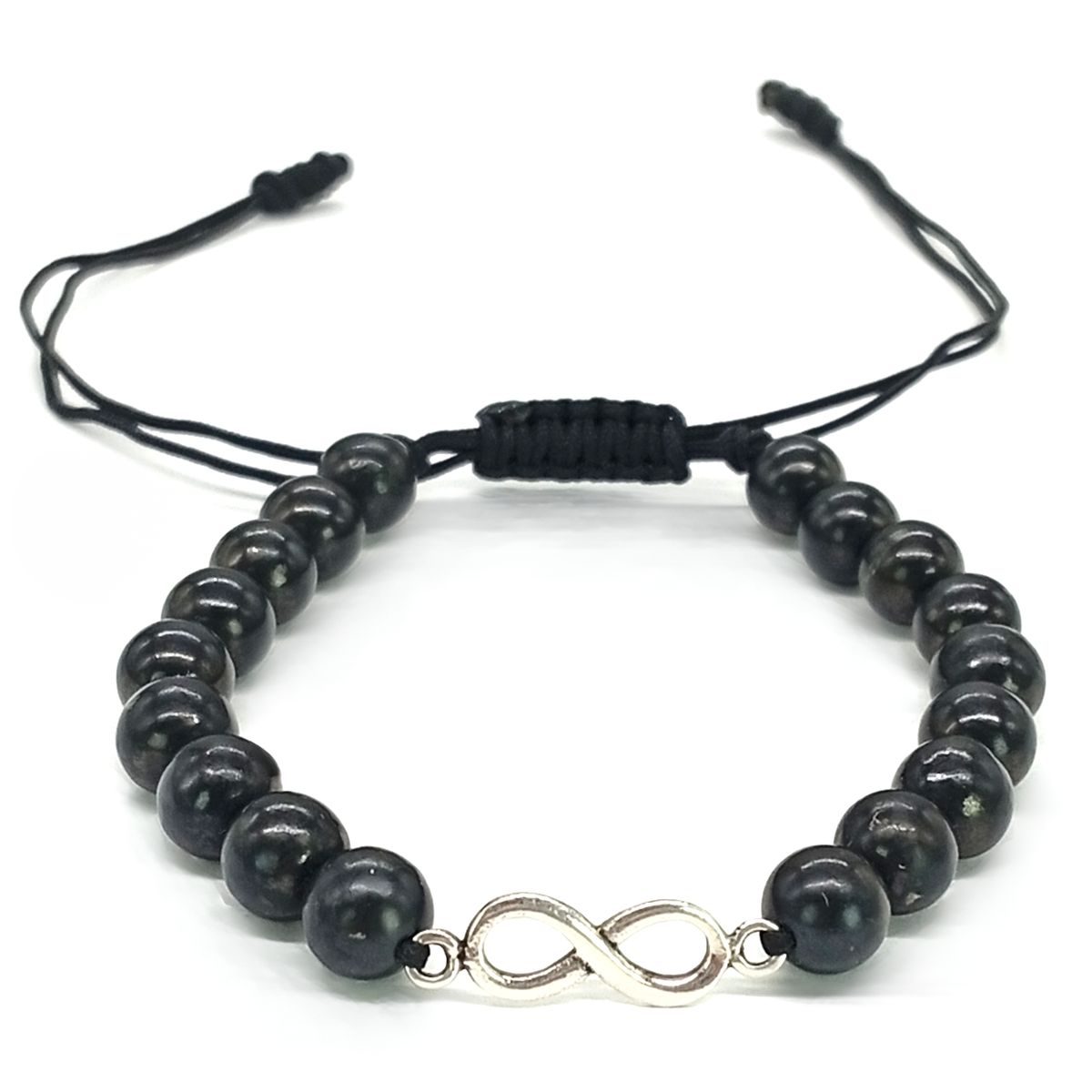GENERICO - Pulsera Shungita con Dije Infinito de Plata