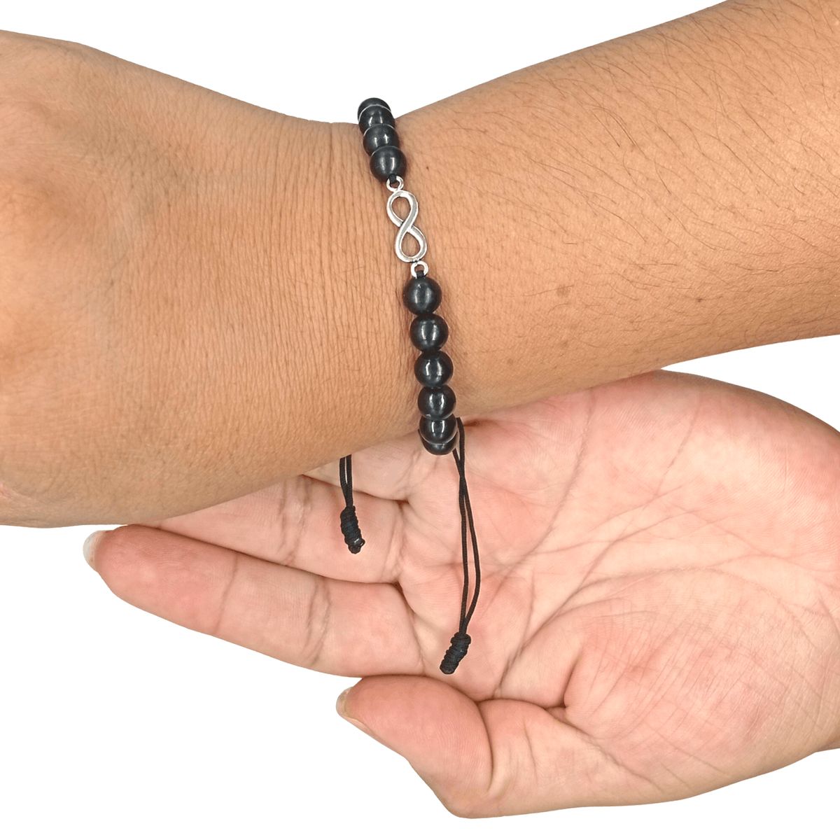 GENERICO - Pulsera Shungita con Dije Infinito de Plata