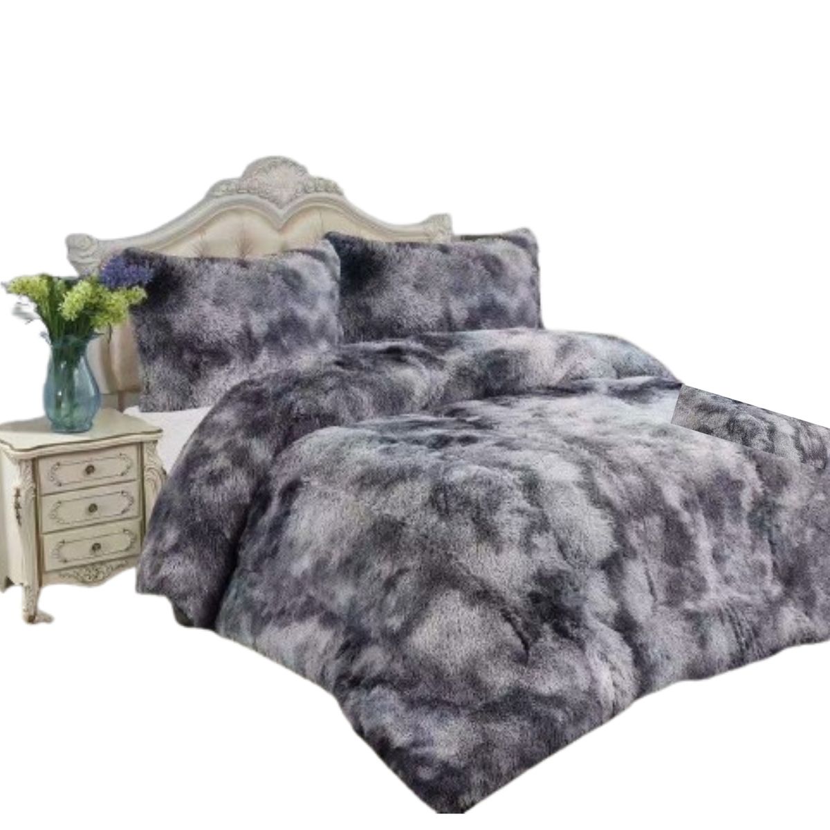 GENERICO - COBERTOR PLUMON 1.5 PLAZA PELUDITO CON CHIPORRO GRIS JASPEADO TF