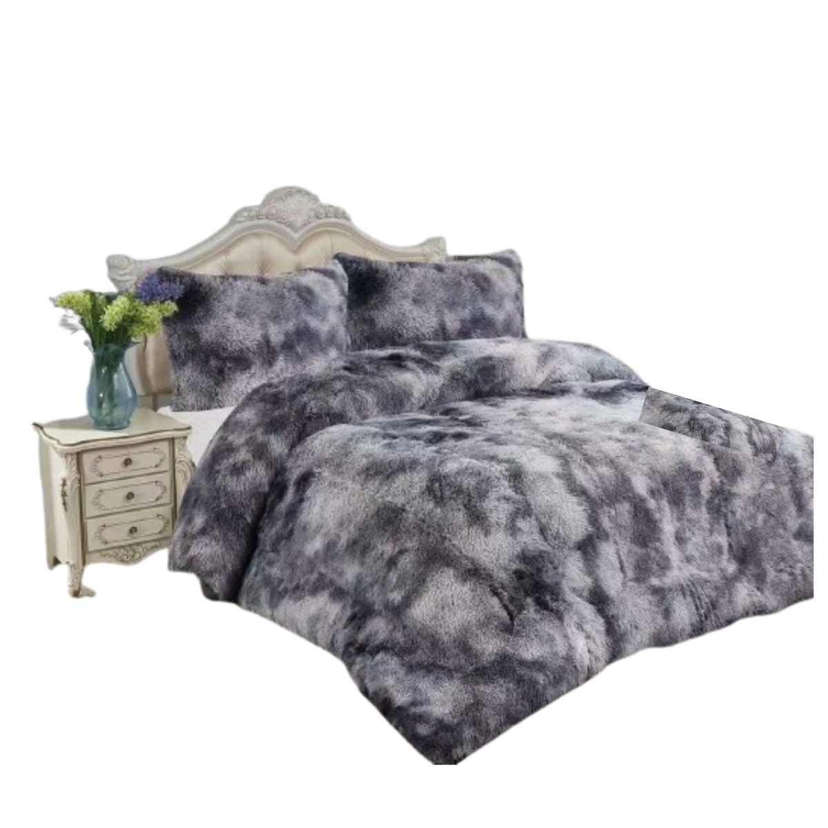 GENERICO - COBERTOR PLUMON 1.5 PLAZA PELUDITO CON CHIPORRO GRIS JASPEADO TF