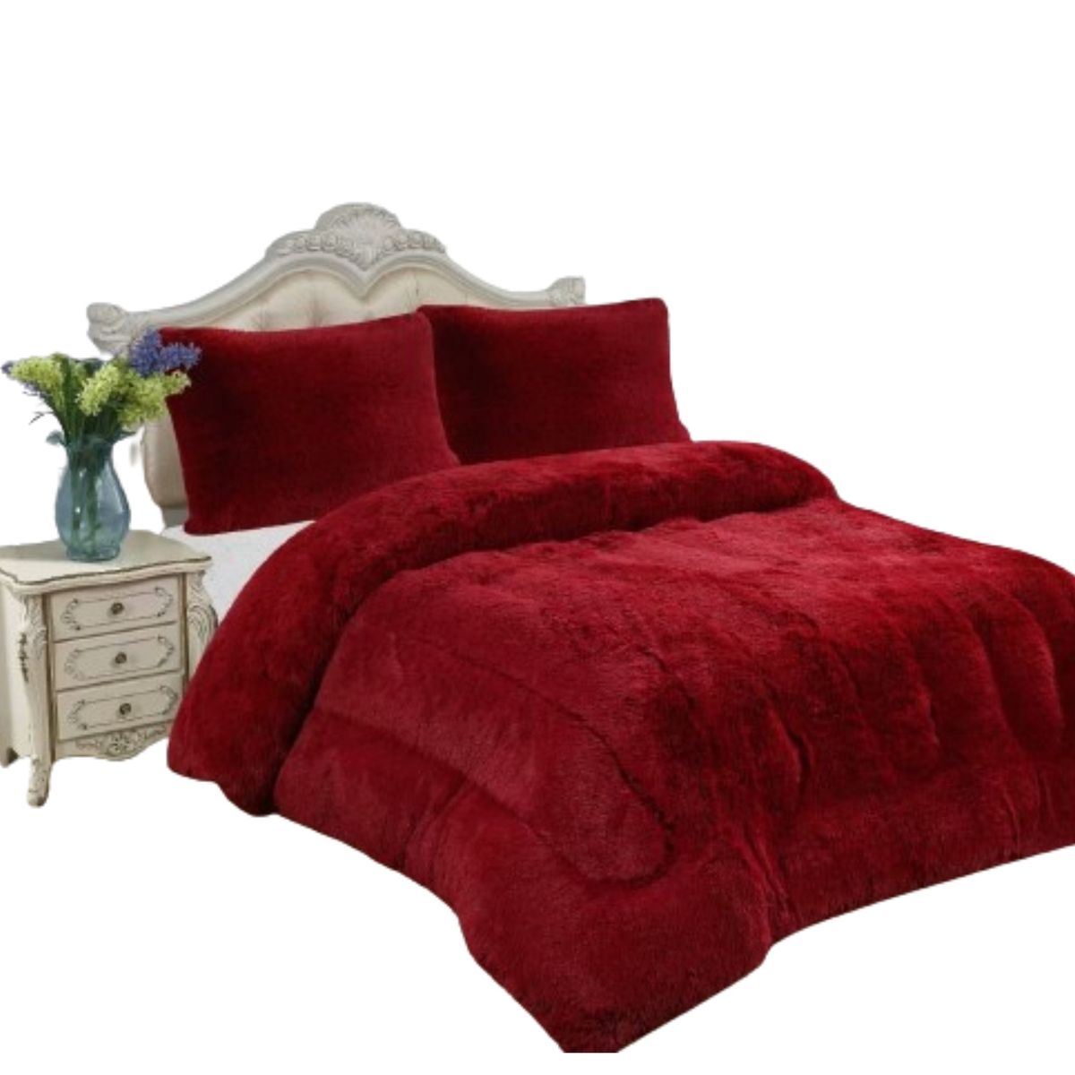 GENERICO - COBERTOR ROJO PASION PELUDO PLUMON INVIERNO CON CHIPORRO 2 PLAZA  TF